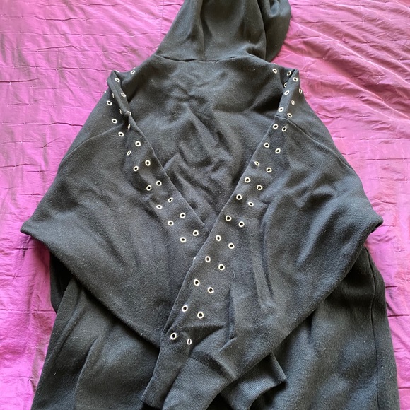 Zara Black Hooded Knit Sweatshirt - Picture 1 of 4